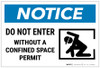 Notice: Do Not Enter Without Confined Space Permit Confined Person Icon Landscape - Label