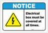 Notice: Electrical Box Must Be Covered Electrical Safety Icon Landscape ANSI - Label Notice: Electrical Box Must Be Covered Electrical Safety Icon Landscape ANSI - Label