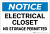Notice: Electrical Closet No Storage Permitted Landscape - Label