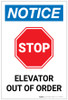 Notice: Stop Elevator Out Of Order Icon Portrait - Label