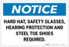 Notice: Hard Hat/Safety Glasses/Hearing Protection/Steel Toe Shoes Required Landscape - Label Notice: Hard Hat/Safety Glasses/Hearing Protection/Steel Toe Shoes Required Landscape - Label