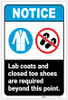 Notice: Lab Coats Closed Toe Shoes Required Beyond this Point Portrait ANSI - Label