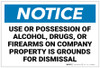 Notice: Possession of Alcohol/Drugs/Firearms on Property Landscape - Label