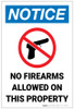 Notice: No Firearms Property with Icon Portrait - Label