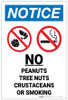 Notice: No Peanuts/Tree Nuts/Crustaceans/Smoking Icon Portrait - Label