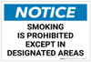 Notice: Smoking Is Prohibited Except Designated Areas Landscape - Label