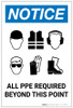 Notice: All PPE Required - Six PPE Icons Portrait - Label