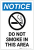 Notice: Do Not Smoke in This Area with Icon Portrait - Label