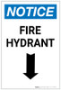 Notice: Fire Hydrant with Arrow Down Portrait - Label