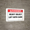 Danger - Heavy Object - Wall Sign