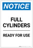 Notice: Full Cylinders Ready For Use Portrait - Label Notice: Full Cylinders Ready For Use Portrait - Label