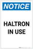 Notice: Halotron In Use Portrait - Label