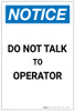 Notice: Do not Talk to Operator Portrait - Label