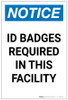 Notice: ID Badges Required in This Facility Portrait - Label