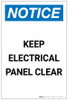 Notice: Keep Electrical Panel Clear Portrait - Label