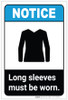 Notice: Long Sleeves Must Be Worn ANSI with Icon Portrait - Label Notice: Long Sleeves Must Be Worn ANSI with Icon Portrait - Label