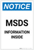 Notice: MSDS Information Inside Portrait - Label
