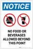 Notice: No Food Or Beverages Allowed Beyond This Point with Icons Portrait - Label
