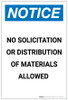 Notice: No Solicitation or Distribution Of Materials Allowed Portrait - Label