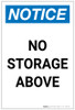 Notice: No Storage Above Portrait - Label