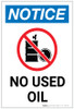 Notice: No Used Oil with Icon Portrait - Label