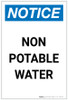 Notice: Non Potable Water Portrait - Label Notice: Non Potable Water Portrait - Label