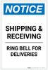 Notice: Shipping & Receiving - Ring Bell for Deliveries Portrait - Label Notice: Shipping & Receiving - Ring Bell for Deliveries Portrait - Label