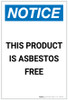 Notice: This Product is Asbestos Free Portrait - Label Notice: This Product is Asbestos Free Portrait - Label