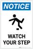 Notice: Watch Your Step Person Tripping Icon Portrait - Label