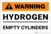 Warning: Hydrogen Empty Cylinders - Label