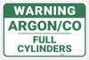 Warning: Argon Co Full Cylinders - Label