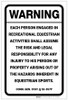 Warning: Connecticut Equine Liability CT - Label