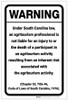 Warning: South Carolina Agritourism Liability SC - Label