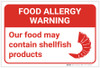 Warning: Food Allergy Warning Food May Contain Shellfish with Icon Landscape - Label