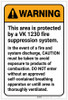Warning: VK 1230 Fire Supression System Portrait - Label Warning: VK 1230 Fire Supression System Portrait - Label