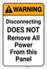 Warning: Disconnecting Does Not Remove All Power Portrait - Label Warning: Disconnecting Does Not Remove All Power Portrait - Label