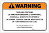 Warning: Prop 65 3,3 Dimethoxybenzidine oDianisidine - Label