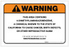 Warning: Prop 65 4 Dimethylaminoazobenzene - Label