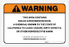 Warning: Prop 65 Hexachlorodibenzodioxin - Label