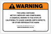 Warning: Prop 65 Methyl Mercury And Compounds - Label