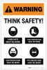 Warning: Think Safety PPE Must Be Worn Portrait - Label