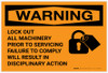 Warning: Lock Out All Machinery Prior to Servicing Landscape - Label Warning: Lock Out All Machinery Prior to Servicing Landscape - Label