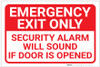 Emergency Exit Only Security Alarm Will Sound Landscape - Label Emergency Exit Only Security Alarm Will Sound Landscape - Label