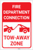 Fire Department Connection Tow Away Zone with Icon Portrait - Label Fire Department Connection Tow Away Zone with Icon Portrait - Label