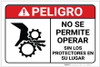 Danger: Do Not Operate Without Guards With Graphic Spanish - Label Danger: Do Not Operate Without Guards With Graphic Spanish - Label