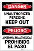 Danger: Unauthorized Persons Keep Out Bilingual Spanish - Label