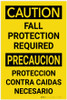 Caution: Fall Protection Required Bilingual Spanish - Label
