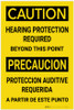 Caution: Hearing Protection Required Beyond This Point Bilingual Spanish - Label