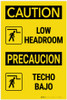 Caution: Low Headroom with Icon Bilingual Spanish - Label Caution: Low Headroom with Icon Bilingual Spanish - Label