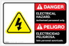 Danger: Electrical Hazard Authorized Only with Graphic ANSI Bilingual Spanish - Label